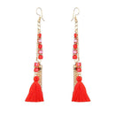 Jeweljunk Gold Plated Red Thread Earrings - 1310908C