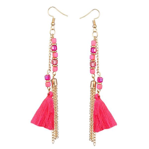 Jeweljunk Gold Plated Pink Thread Earrings - 1310908E