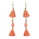 Jeweljunk Gold Plated Orange Thread Earrings - 1310909A