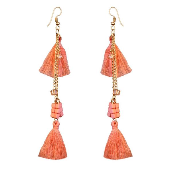 Jeweljunk Gold Plated Orange Thread Earrings - 1310909A