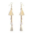 Jeweljunk Gold Plated White Thread Earrings - 1310909B