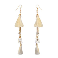 Jeweljunk Gold Plated White Thread Earrings - 1310909B