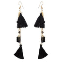 Jeweljunk Gold Plated Black Thread Earrings - 1310909E