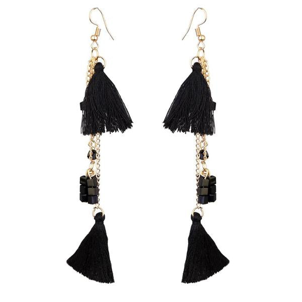 Jeweljunk Gold Plated Black Thread Earrings - 1310909E