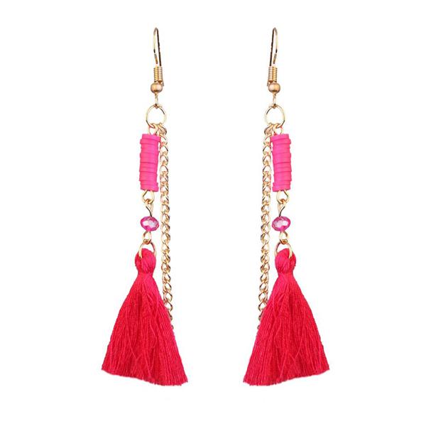 Jeweljunk Gold Plated Pink Thread Earrings - 1310910C