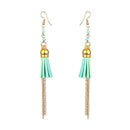 Jeweljunk Gold Plated Green Thread Earrings - 1310916A