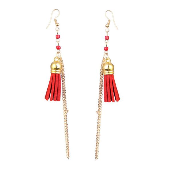 Jeweljunk Gold Plated Red Thread Earrings - 1310916B