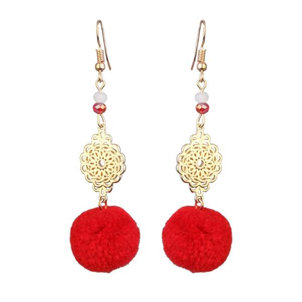 Jeweljunk Gold Plated Red Thread Earrings - 1310918B
