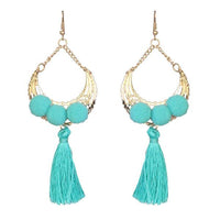 Jeweljunk Gold Plated Blue Thread Earrings - 1310925A