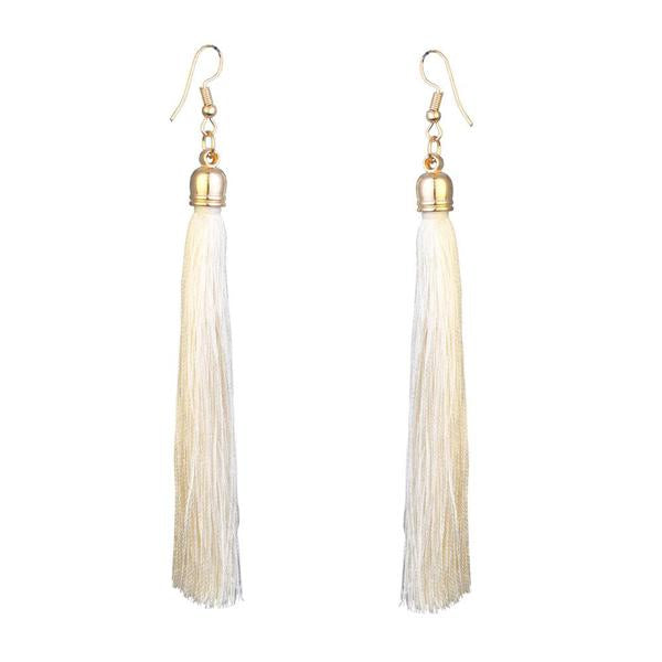 Tip Top Fashions Gold Plated White Thread Earrings - 1310926E