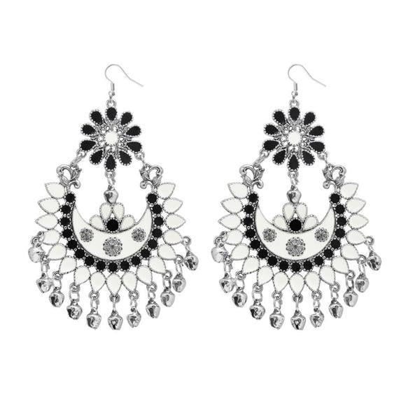 Tip Top Fashions Black Meenakari Afghani Dangler Earrings - 1311054A