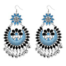 Jeweljunk Blue Meenakari Silver Plated Afghani Dangler Earrings - 1311056J