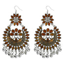 Jeweljunk Brown Meenakari Afghani Dangler Earrings - 1311056K