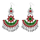 Jeweljunk Maroon & Green Meenakari Afghani Earrings - 1311057G