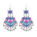 Tip Top Fashions Blue & Pink Meenakari Afghani Earrings - 1311059B