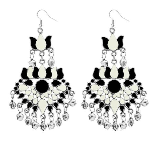 Tip Top Fashions White Meenakari Afghani Dangler Earrings - 1311059C