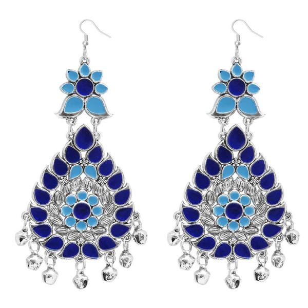Jeweljunk Blue Meenakari Afghani Dangler Earrings - 1311060B