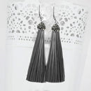 Jeweljunk Rhodium Plated Stone & Black Thread Earrings - 1310932G