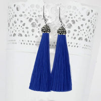 Jeweljunk Stone & Blue Thread Tassel Earring - 1310932H