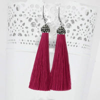 Jeweljunk Stone & Maroon Thread Earrings - 1310932I