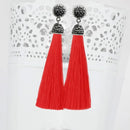 Jeweljunk Stone & Orange Thread Rhodium Plated Earrings - 1310933C