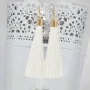 Jeweljunk White Thread Gold Plated Tassel Earrings - 1310934A