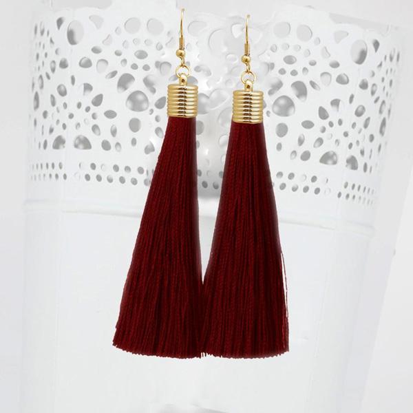 Jeweljunk Maroon Thread Gold Plated Earrings - 1310934B