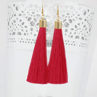 Jeweljunk Red Thread Gold Plated Tassel Earrings - 1310934D