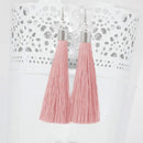 Jeweljunk Pink Thread Rhodium Plated Tassel Earrings - 1310935C