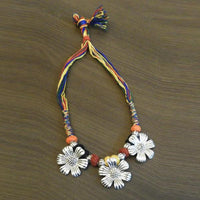 Jeweljunk Multicolour Thread Floral Design Tribal Necklace - 1111502A