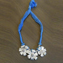 Jeweljunk Floral Design Blue Thread Tribal Necklace - 1111502D