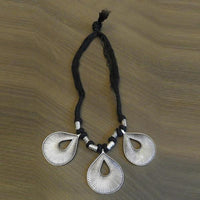 Jeweljunk Silver Plated Black Thread Triabl Necklace - 1111504A