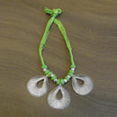 Jeweljunk Silver Plated Green Thread Tribal Necklace - 1111504E
