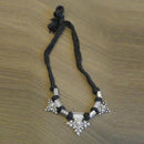 Jeweljunk Black Thread Silver Plated Tribal Necklace - 1111507B