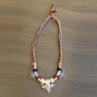 Jeweljunk Multicolour Thread Silver Plated Tribal Necklace - 1111507H