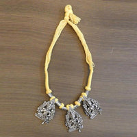Jeweljunk Yellow Thread Silver Plated Temple Necklace - 1111508F