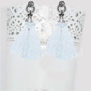 Jeweljunk Rhodium Plated White Thread Earrings - 1310930D