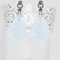 Jeweljunk Rhodium Plated White Thread Earrings - 1310930D