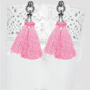 Jeweljunk Rhodium Plated Pink Thread Earrings - 1310930E