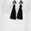 Jeweljunk Oxidised Plated Glass Stone Thread Tassel Earrings - 1310931F