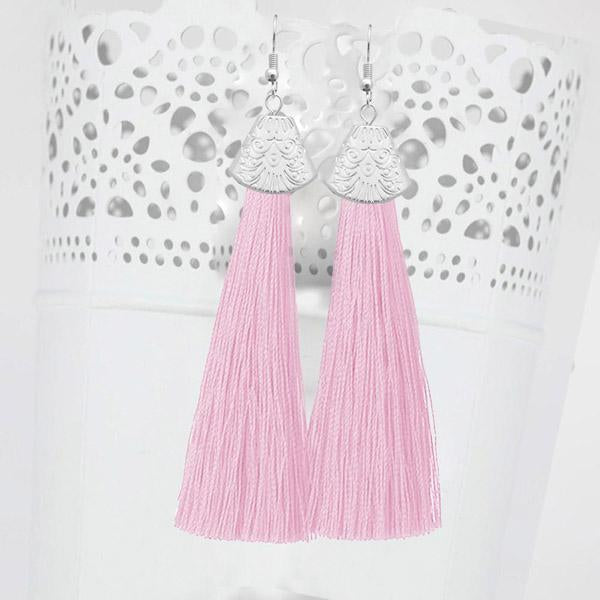 Jeweljunk Silver Plated Pink Thread Earrings - 1310936B