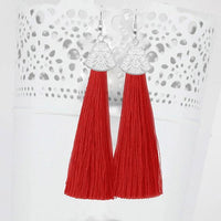 Jeweljunk Silver Plated Red Thread Earrings - 1310936H
