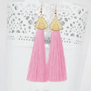 Jeweljunk Gold Plated Pink Thread Earrings - 1310937C