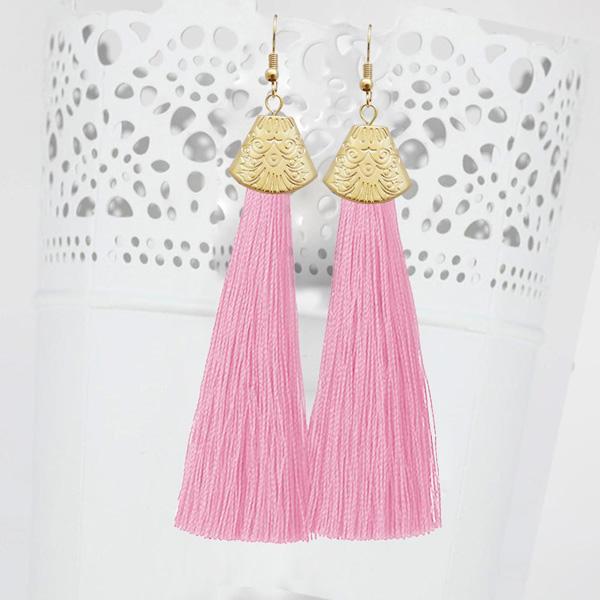 Jeweljunk Gold Plated Pink Thread Earrings - 1310937C