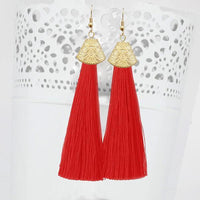 Jeweljunk Gold Plated Red Thread Tassel Earrings - 1310937D