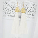 Jeweljunk Gold Plated White Thread Earrings - 1310937E