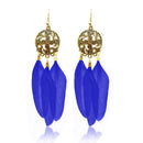 Jeweljunk Gold Plated Blue Feather Earrings - 1310939A