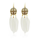 Jeweljunk Gold Plated White Feather Earrings - 1310939F