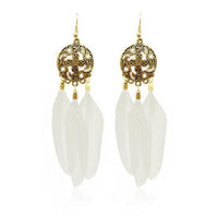 Jeweljunk Gold Plated White Feather Earrings - 1310939F