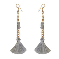 Jeweljunk Gold Plated Grey Thread Earrings - 1310910G